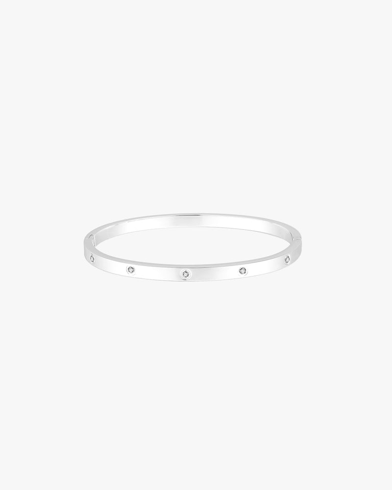 Blanca Bangle Thin - Bright Silver